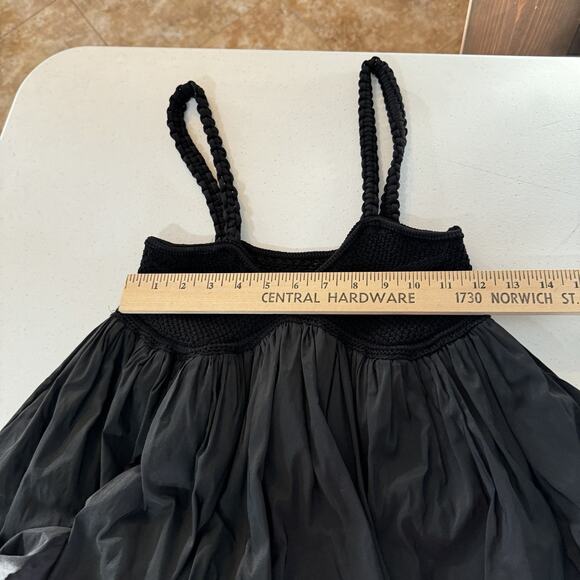by Anthropologie Knit Swing Tank Top Sz XS Black Bubble Hem Boho Babydoll Flowy - Picture 11 of 12